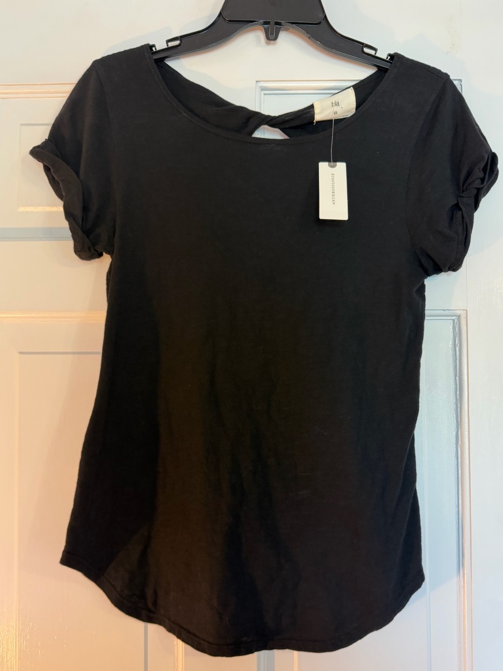 NWT T.La for Anthropologie Black Short Sleeve Basic Tee Sz XS